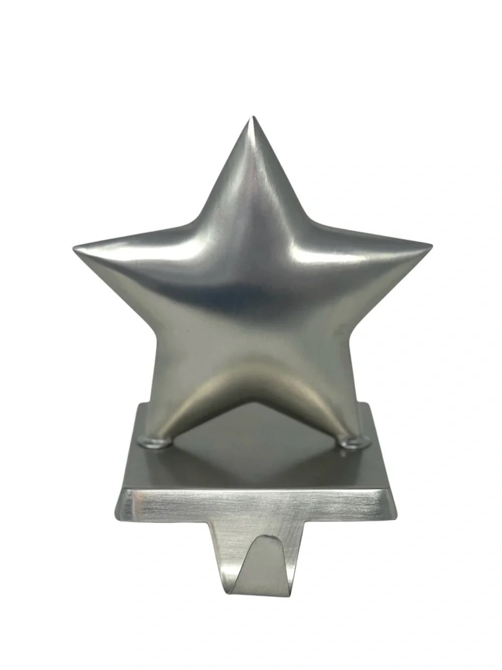 Crate & Barrel Brushed Silver Star Christmas Stocking Holder Hook Heavy Holiday